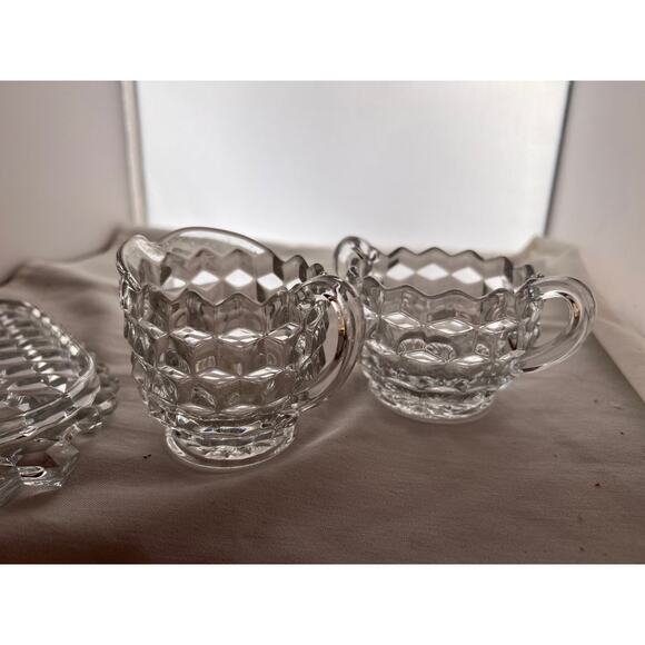 Vintage Clear Creamer and Sugar Set with Tray - Picture 6 of 9